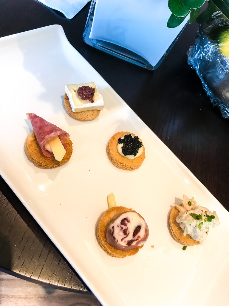 Canapes from our butler in Haven Spa Suite