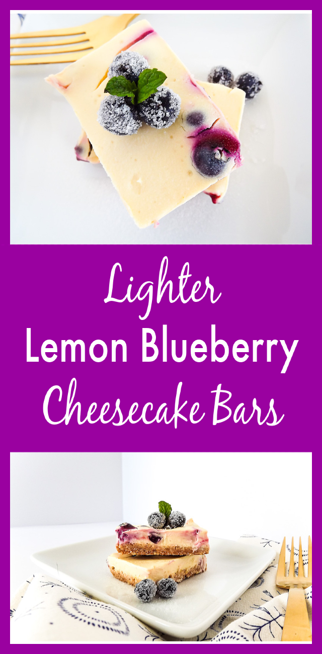 Lighter Lemon Blueberry Cheesecake Bars Pin Image