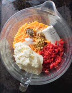 Quick Homemade Southern Pimiento Cheese ingredients in bowl | asprinkleandasplash.com