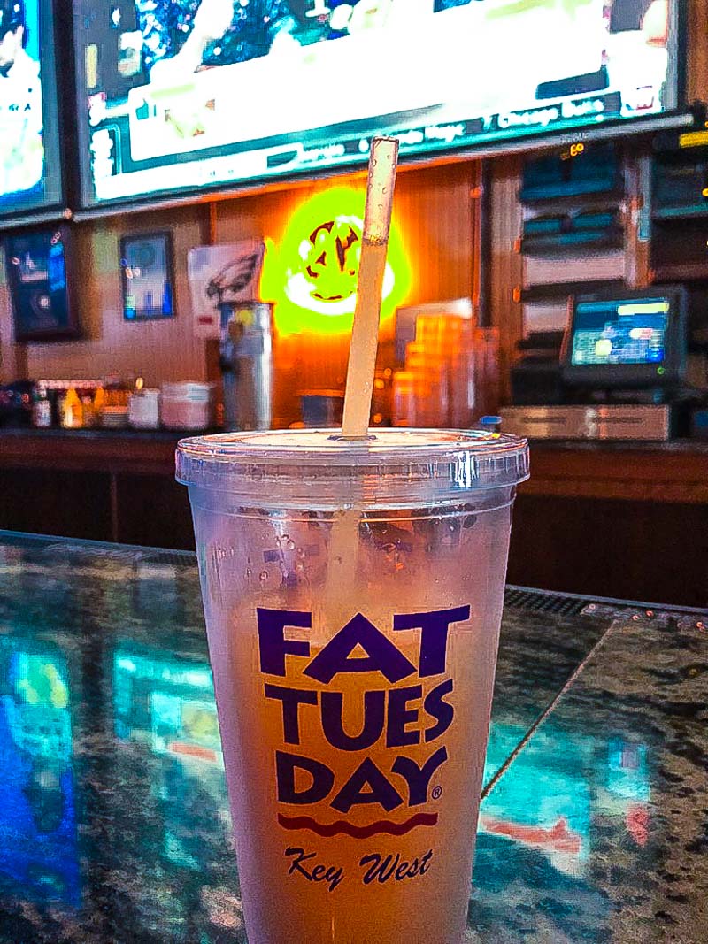 Getting a refill at Fat Tuesday