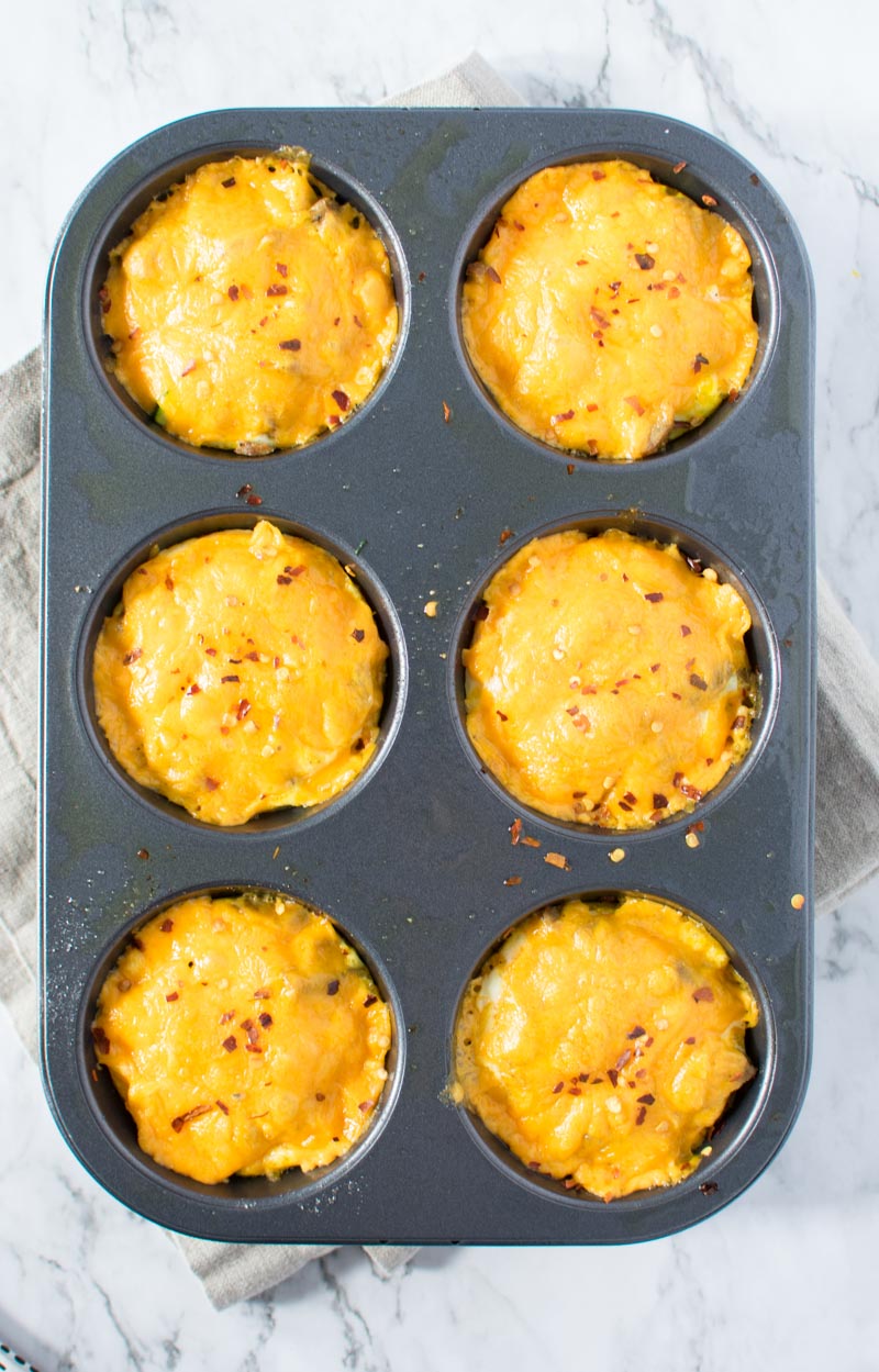 Overhead picture of Easy Meal Prep Turkey Sausage Egg Muffins in muffin pan
