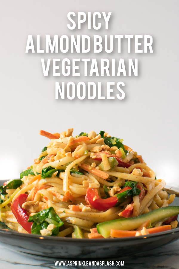 Spicy Almond Butter Vegetarian Noodles Pin Image