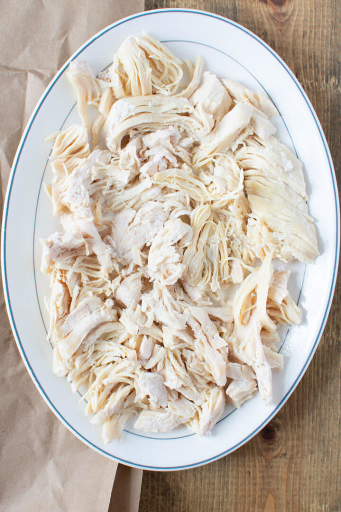 Shredded chicken on a plate