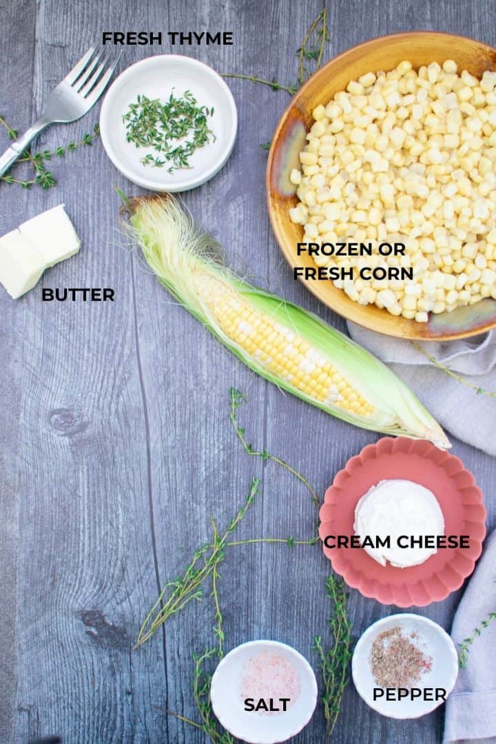 Ingredients for buttered sweet corn recipe