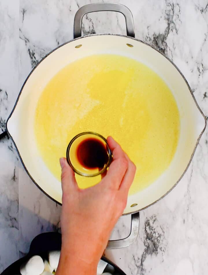 adding vanilla to melted butter