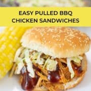 easy pulled bbq chicken sandwich Pinterest pin image