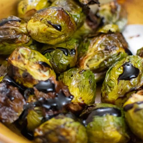cooked Brussels sprouts with balsamic glaze