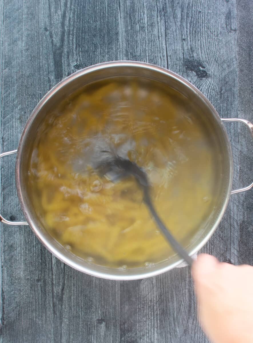 cooking rotini pasta in water