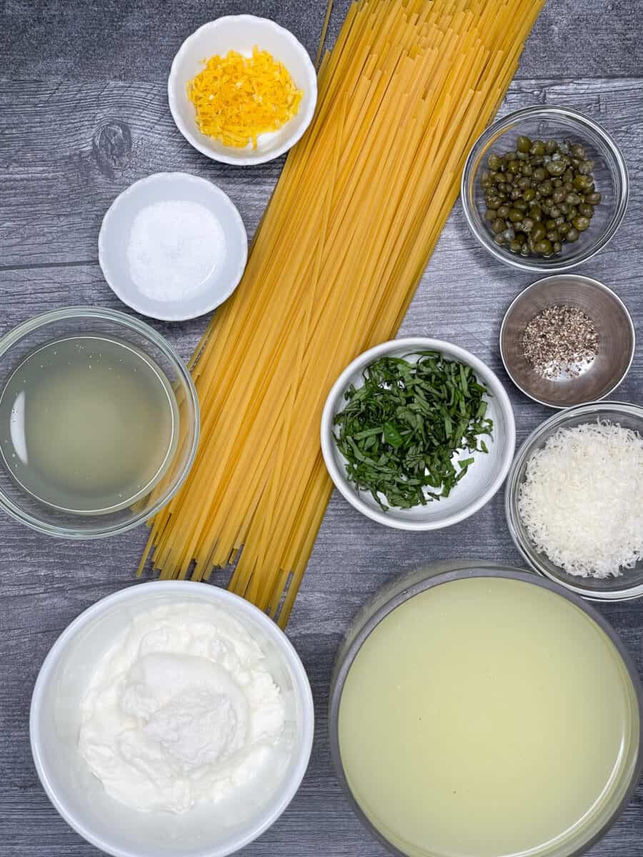 ingredients needed to make one pot pasta with ricotta and lemon