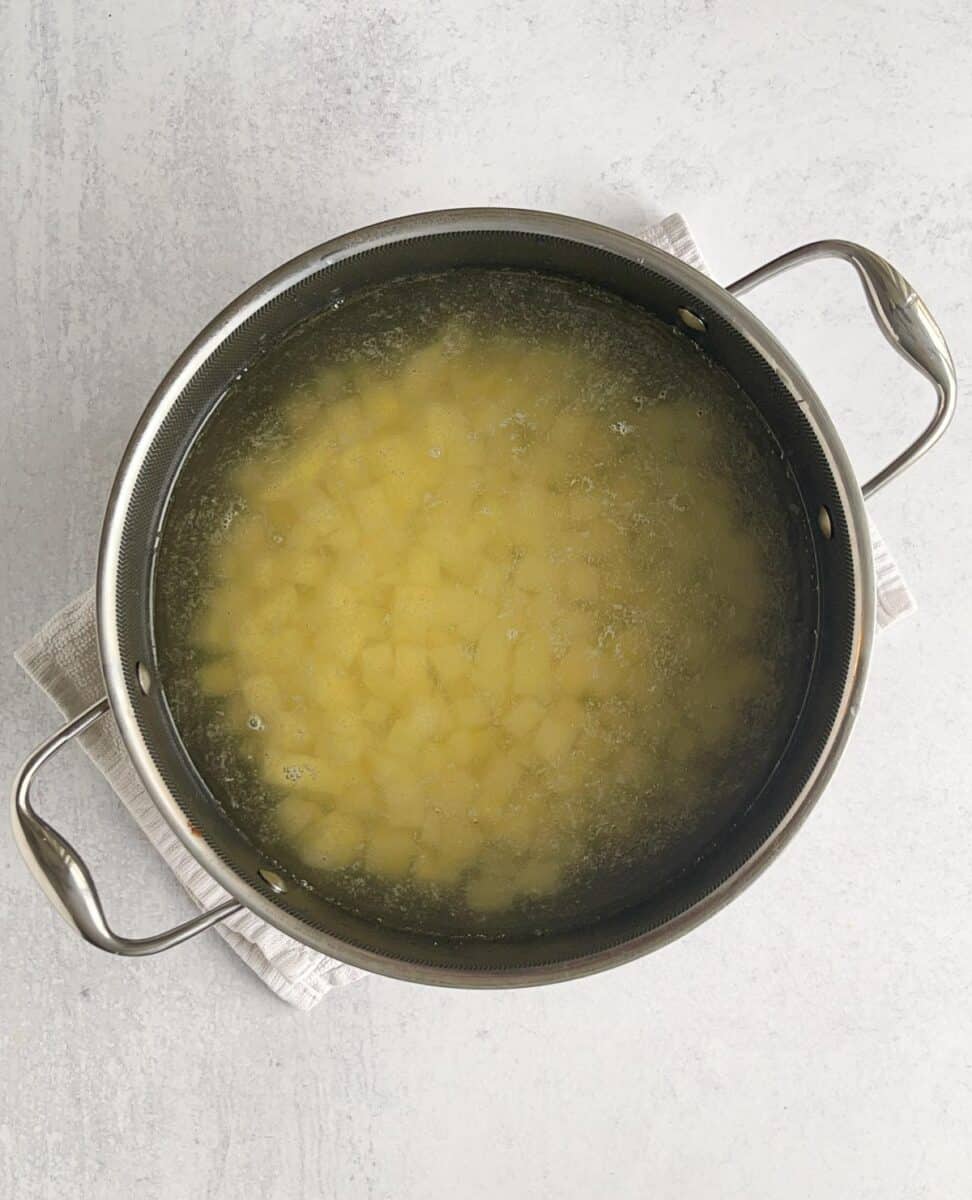 step 1 boil chopped potatoes