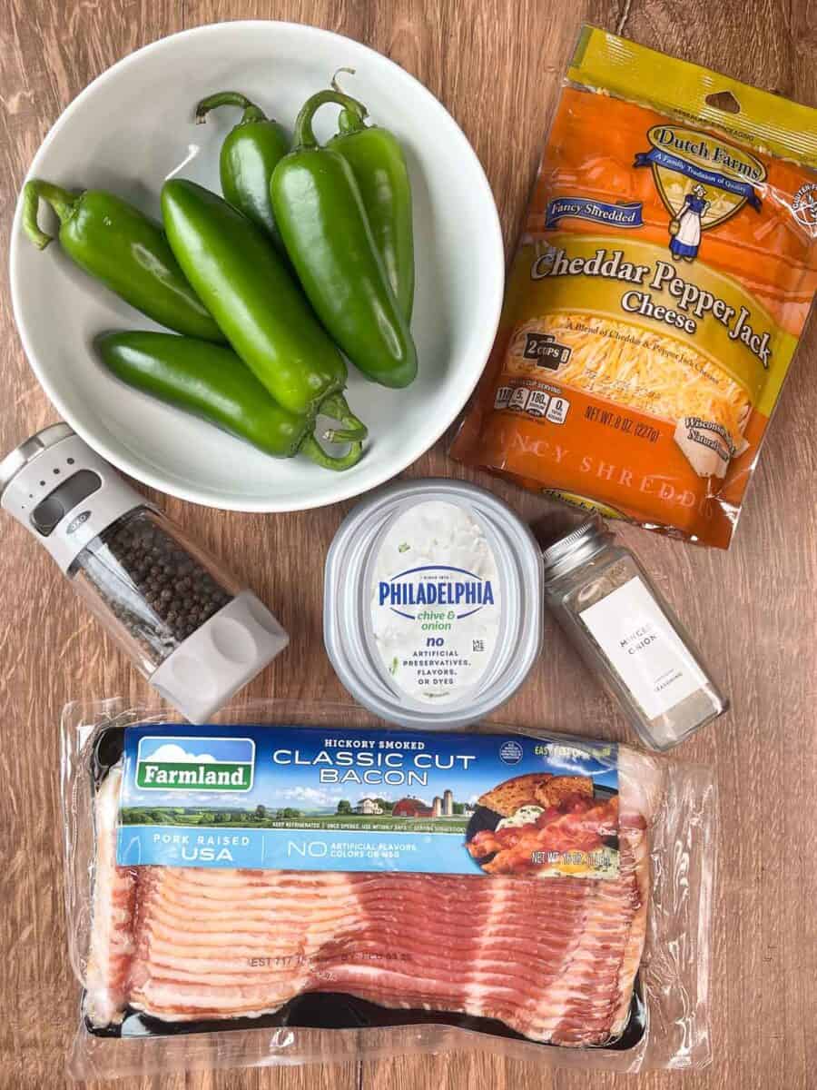 ingredients needed to make cheesy bacon wrapped jalapeño poppers