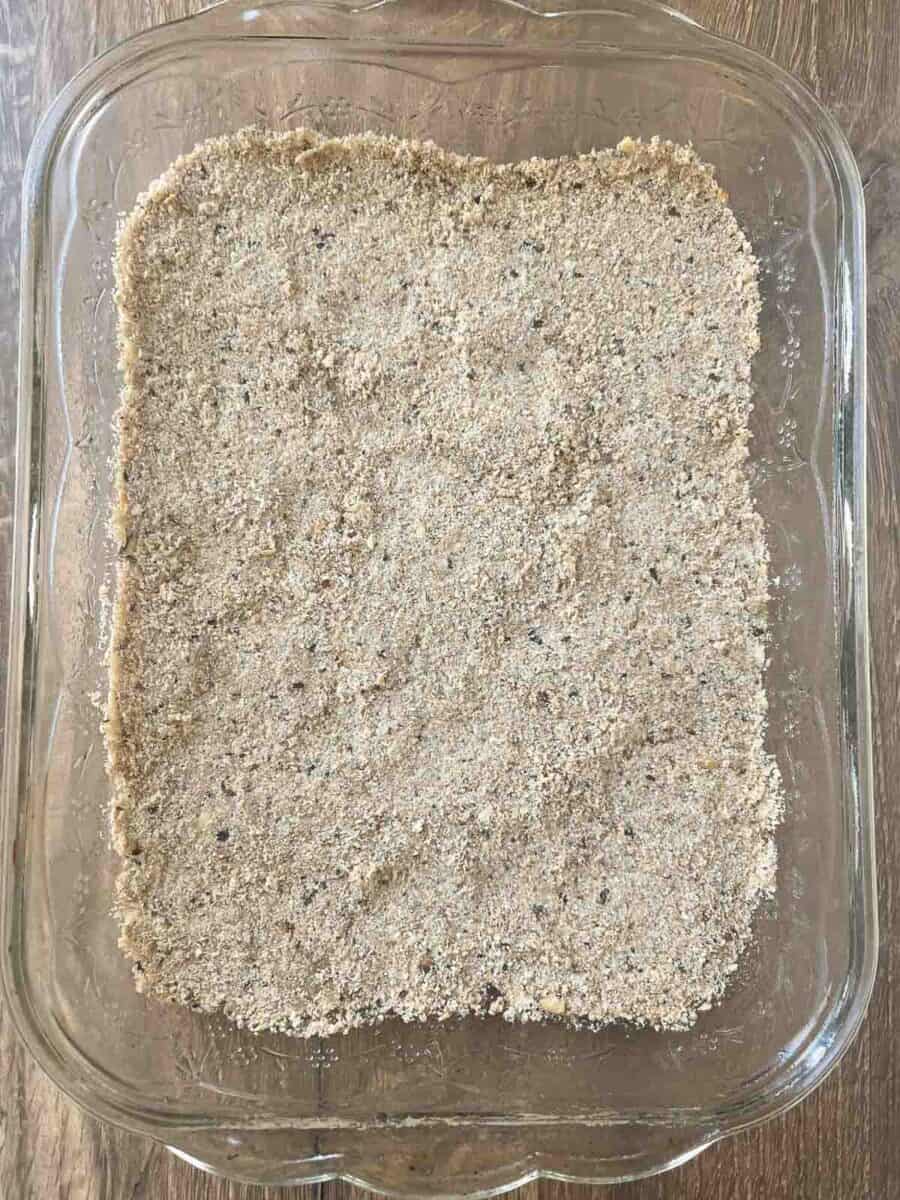 crust is pressed into a baking dish