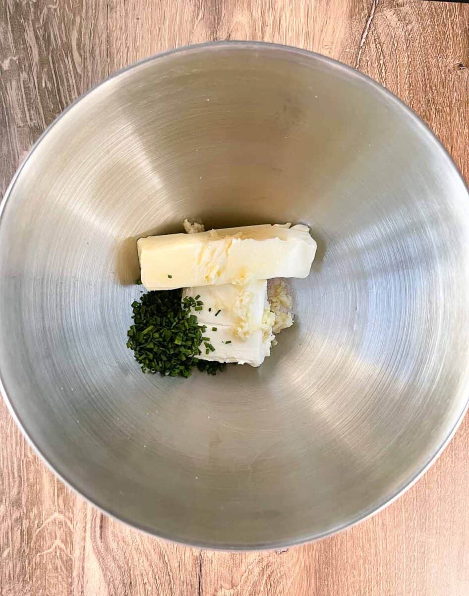 all ingredients added to bowl in stand mixer