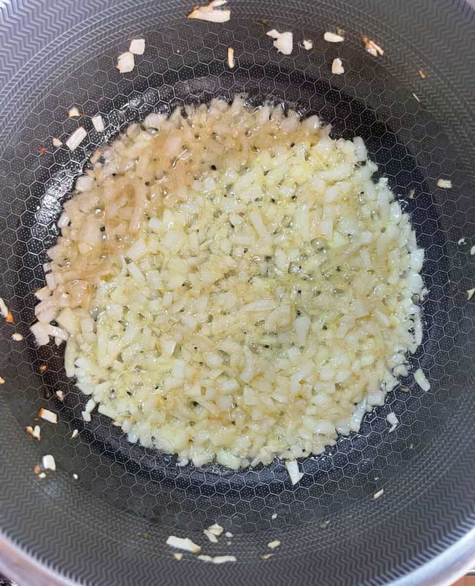 sautéed onions in a pan until soft