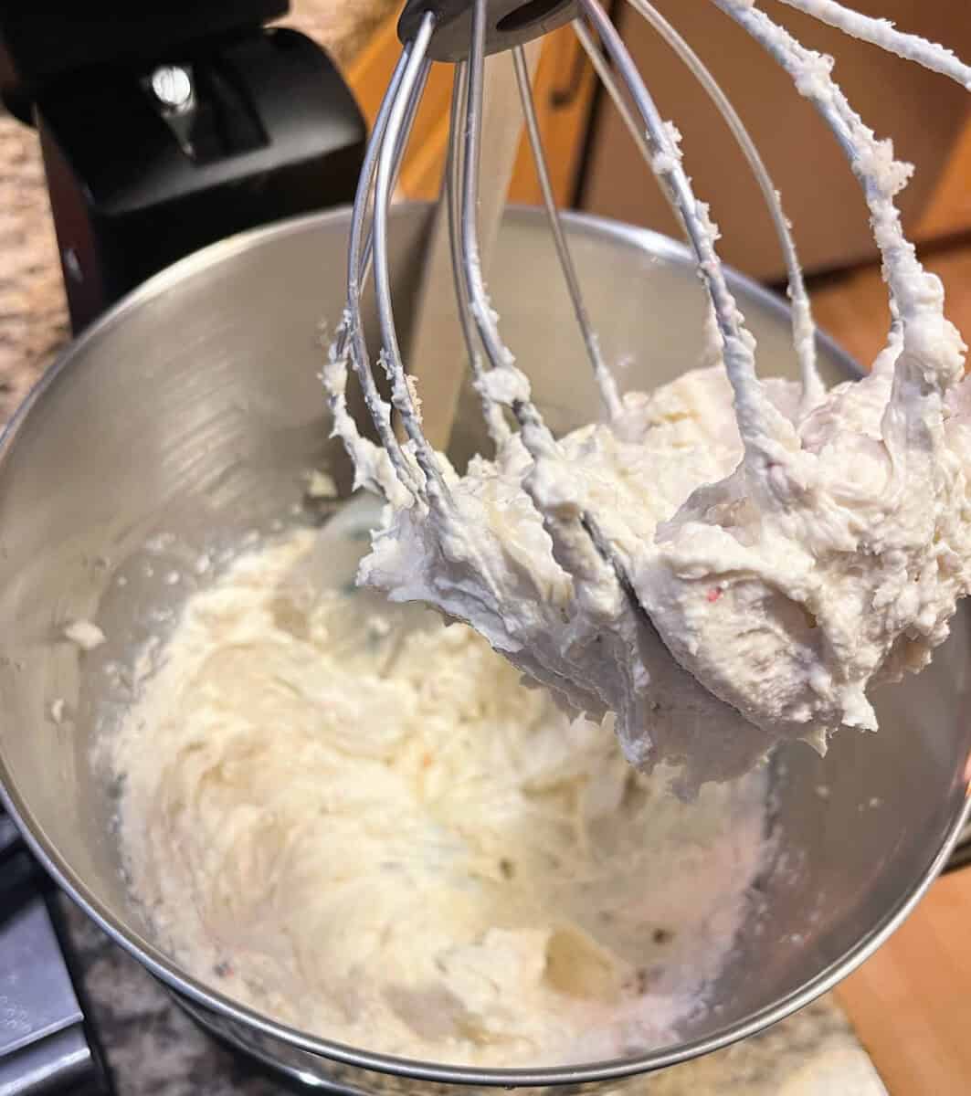 blending ingredients in stand mixer