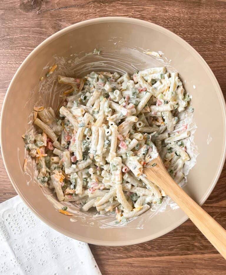 Sour Cream Cheddar Macaroni Salad - A Sprinkle and A Splash